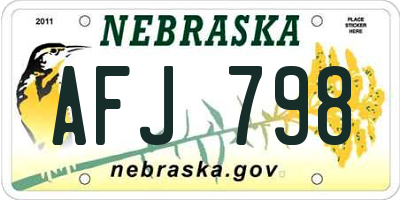 NE license plate AFJ798