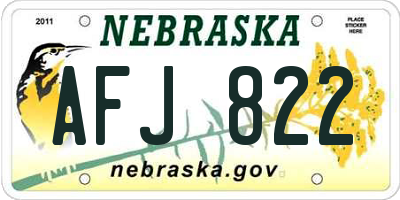 NE license plate AFJ822