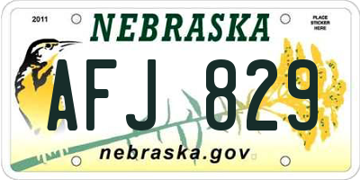 NE license plate AFJ829
