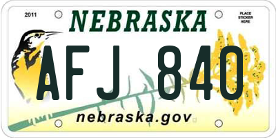 NE license plate AFJ840