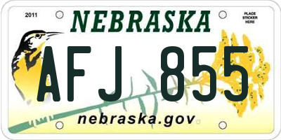 NE license plate AFJ855