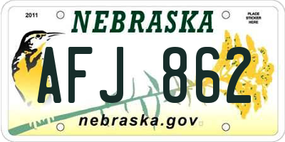 NE license plate AFJ862