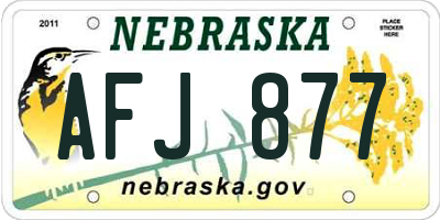 NE license plate AFJ877