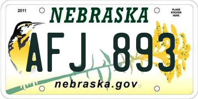 NE license plate AFJ893