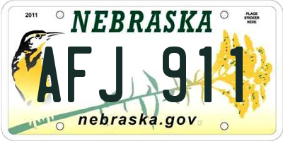 NE license plate AFJ911