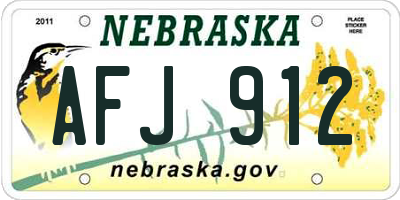 NE license plate AFJ912