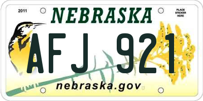 NE license plate AFJ921
