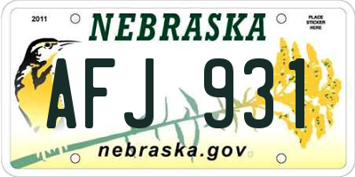 NE license plate AFJ931