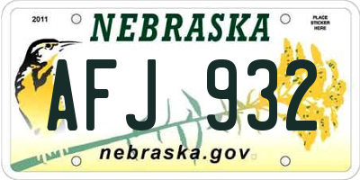 NE license plate AFJ932