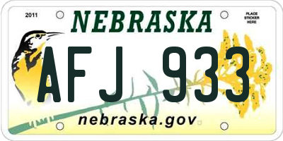 NE license plate AFJ933