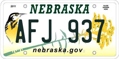 NE license plate AFJ937