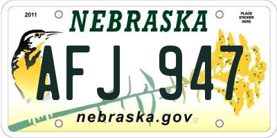 NE license plate AFJ947