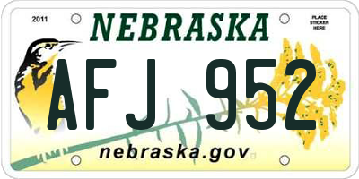 NE license plate AFJ952