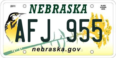 NE license plate AFJ955