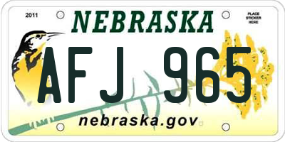NE license plate AFJ965