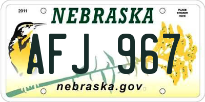 NE license plate AFJ967