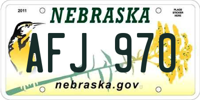 NE license plate AFJ970