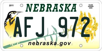 NE license plate AFJ972