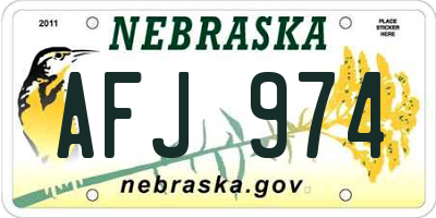 NE license plate AFJ974