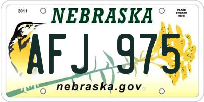 NE license plate AFJ975