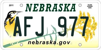 NE license plate AFJ977