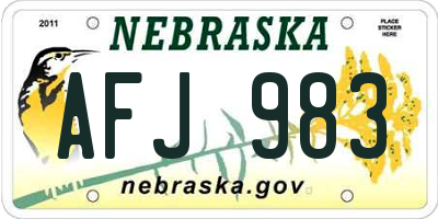 NE license plate AFJ983