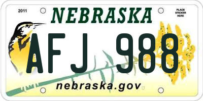 NE license plate AFJ988