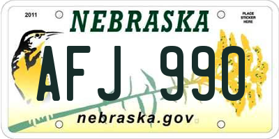 NE license plate AFJ990
