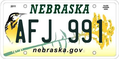 NE license plate AFJ991