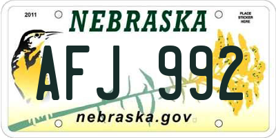 NE license plate AFJ992
