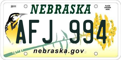 NE license plate AFJ994