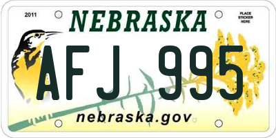 NE license plate AFJ995