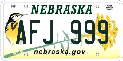 NE license plate AFJ999