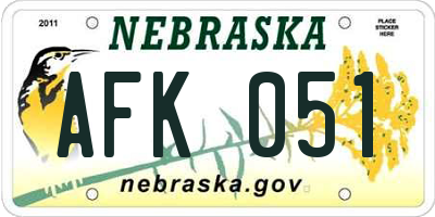 NE license plate AFK051