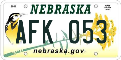 NE license plate AFK053