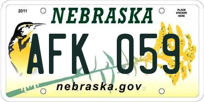 NE license plate AFK059