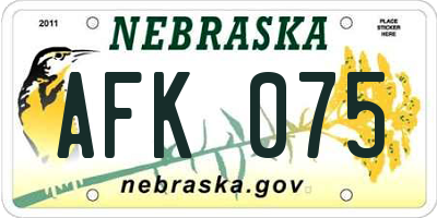 NE license plate AFK075
