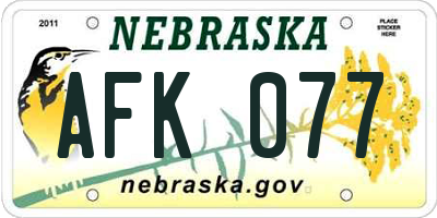 NE license plate AFK077