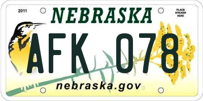 NE license plate AFK078