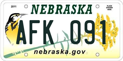 NE license plate AFK091