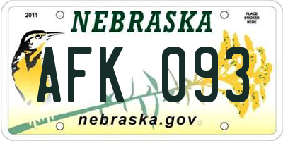 NE license plate AFK093