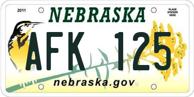 NE license plate AFK125
