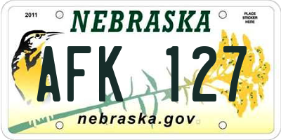 NE license plate AFK127