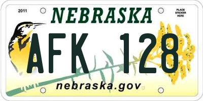 NE license plate AFK128