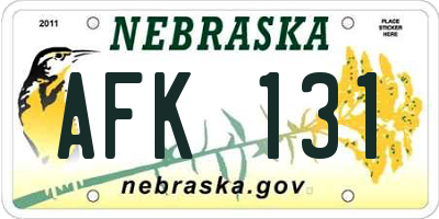 NE license plate AFK131
