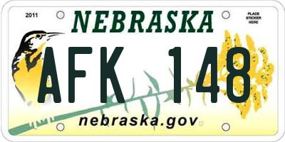 NE license plate AFK148