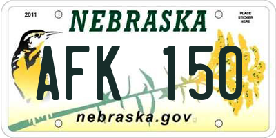 NE license plate AFK150