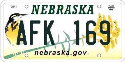NE license plate AFK169
