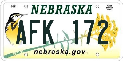 NE license plate AFK172