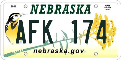 NE license plate AFK174